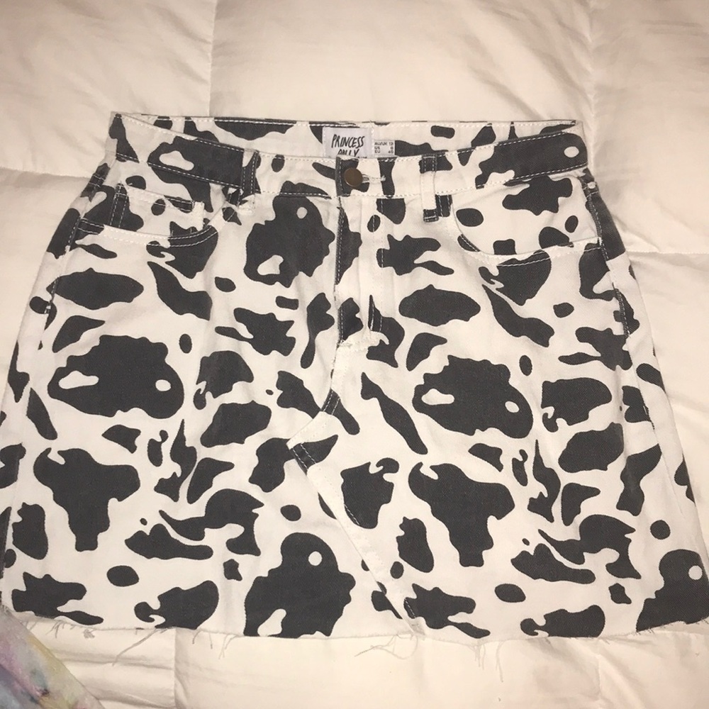 cow print denim skirt
